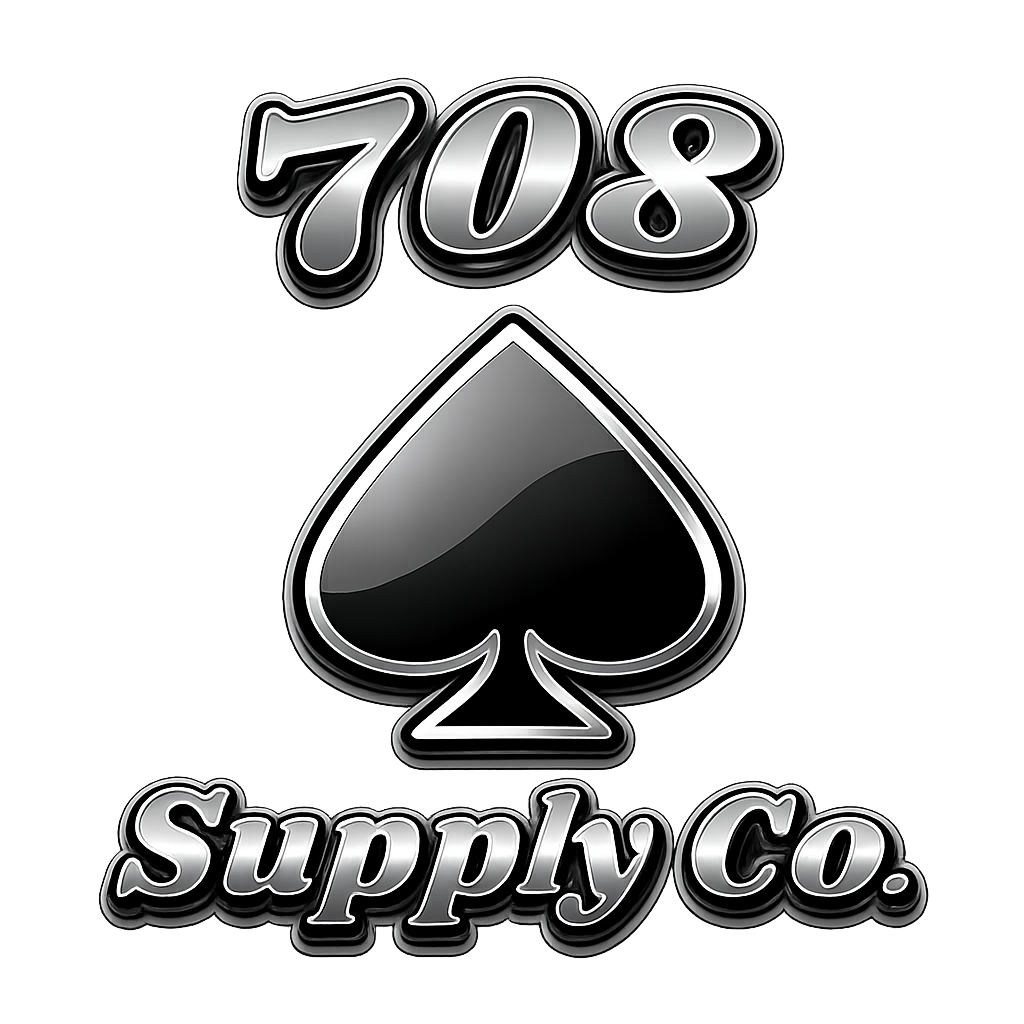 Logo of 708 Supply Co. with a spade symbol on a white background